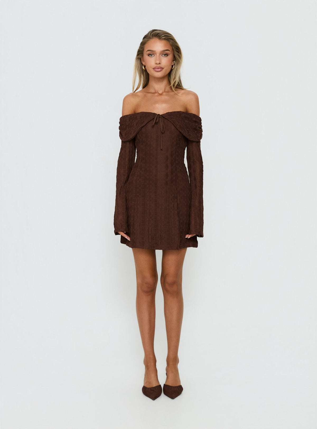 Colettie Long Sleeve Mini Dress Chocolate