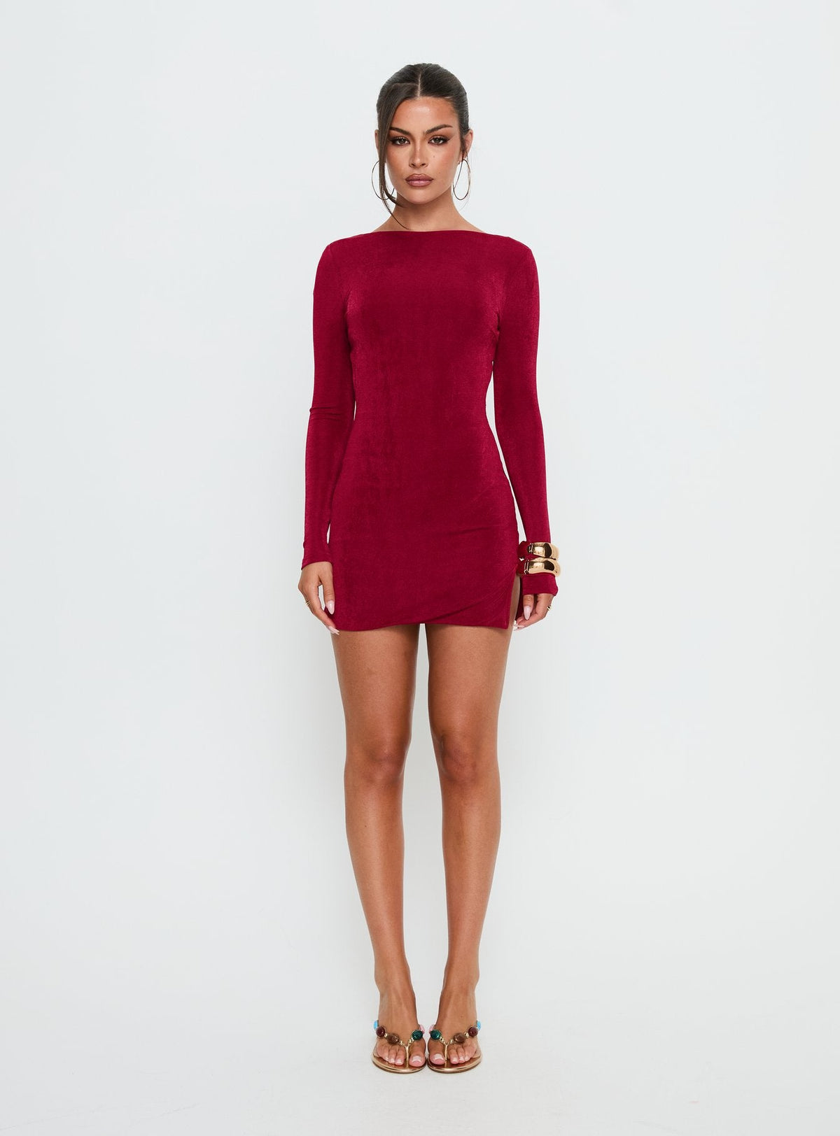 Corynn Long Sleeve Mini Dress Plum