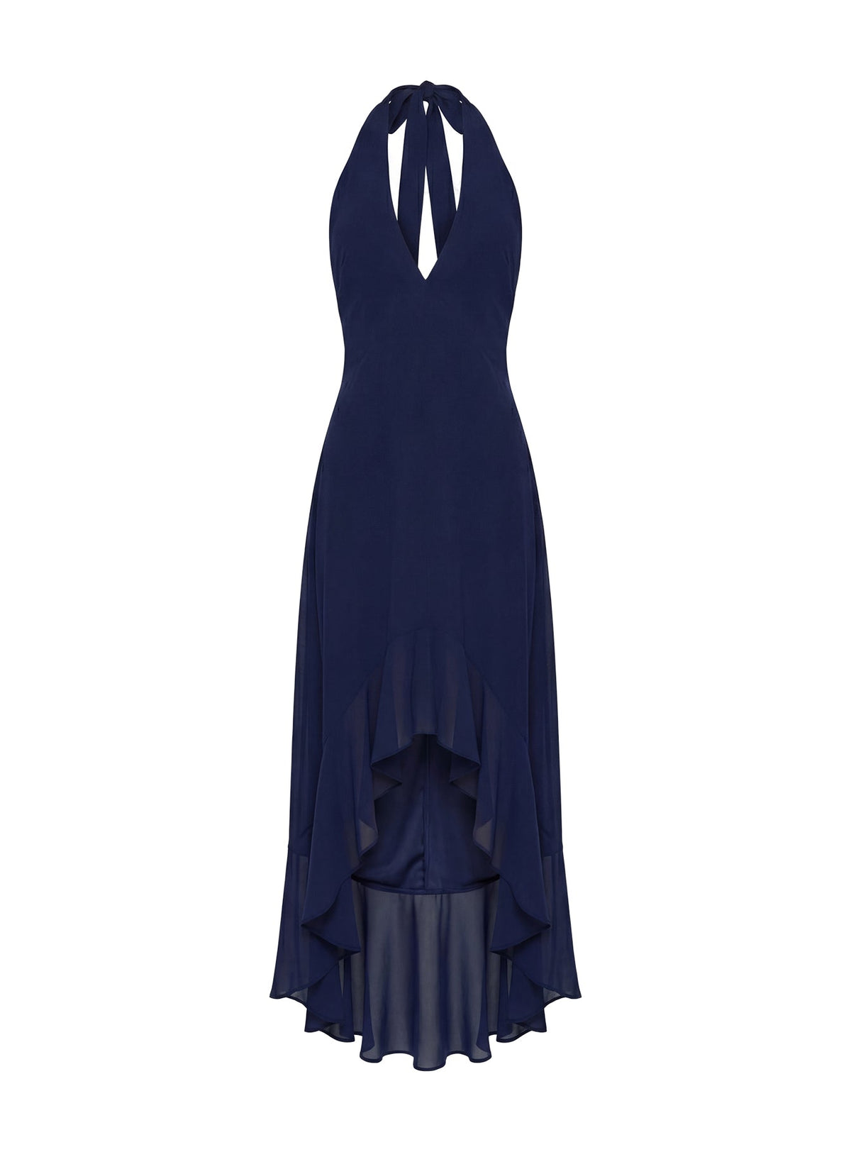 Agata Halter Frill Maxi Dress Navy