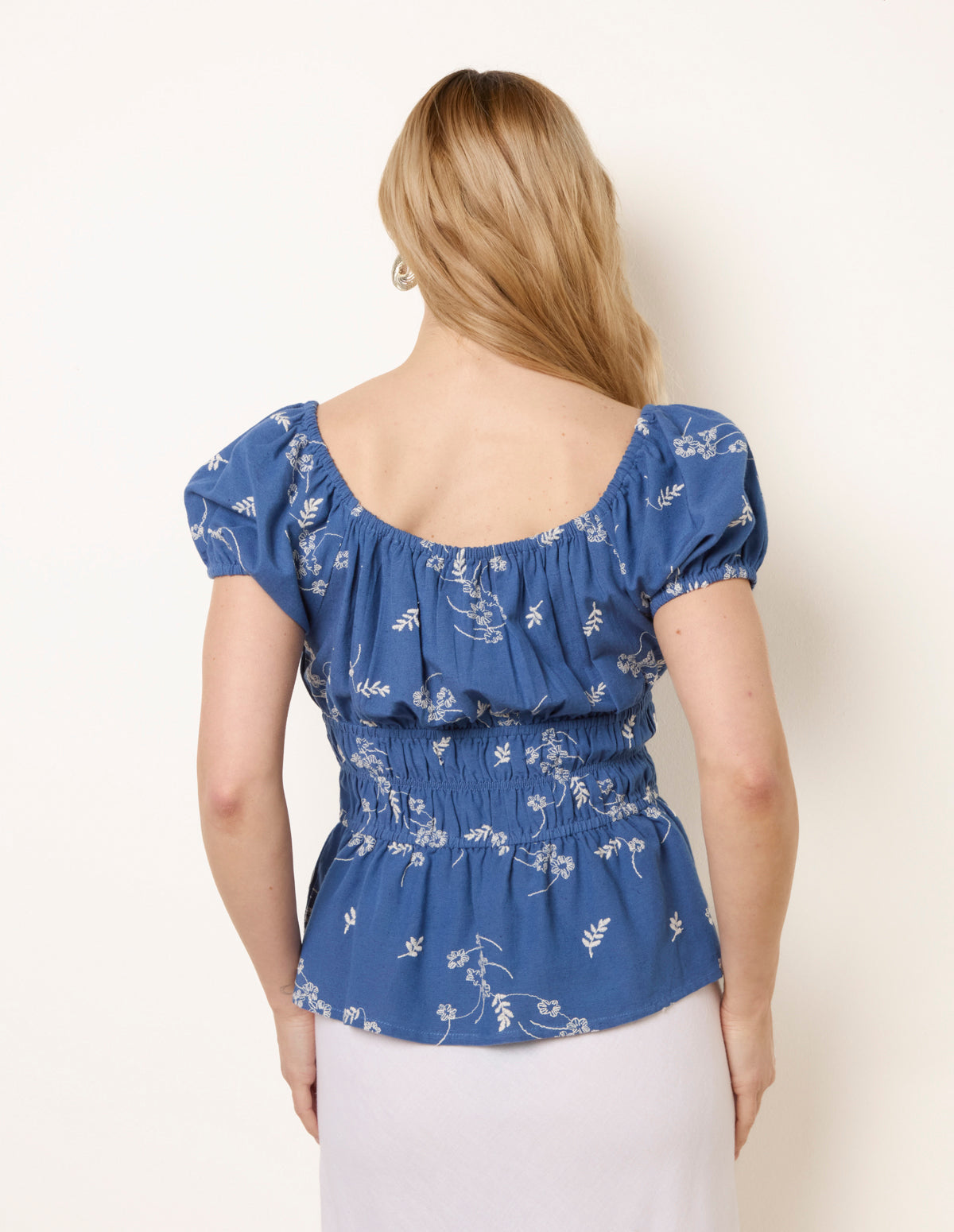 Embroidery Peplum Blouse