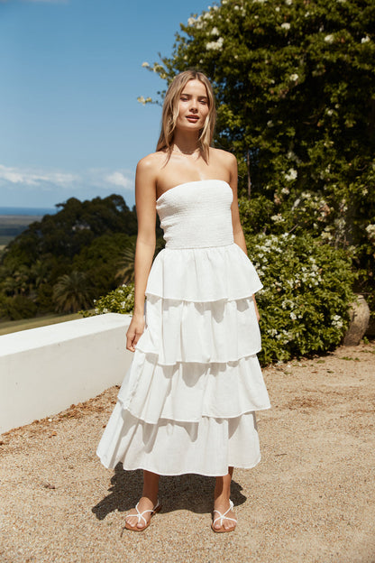 Glass Slipper Strapless Maxi Dress White