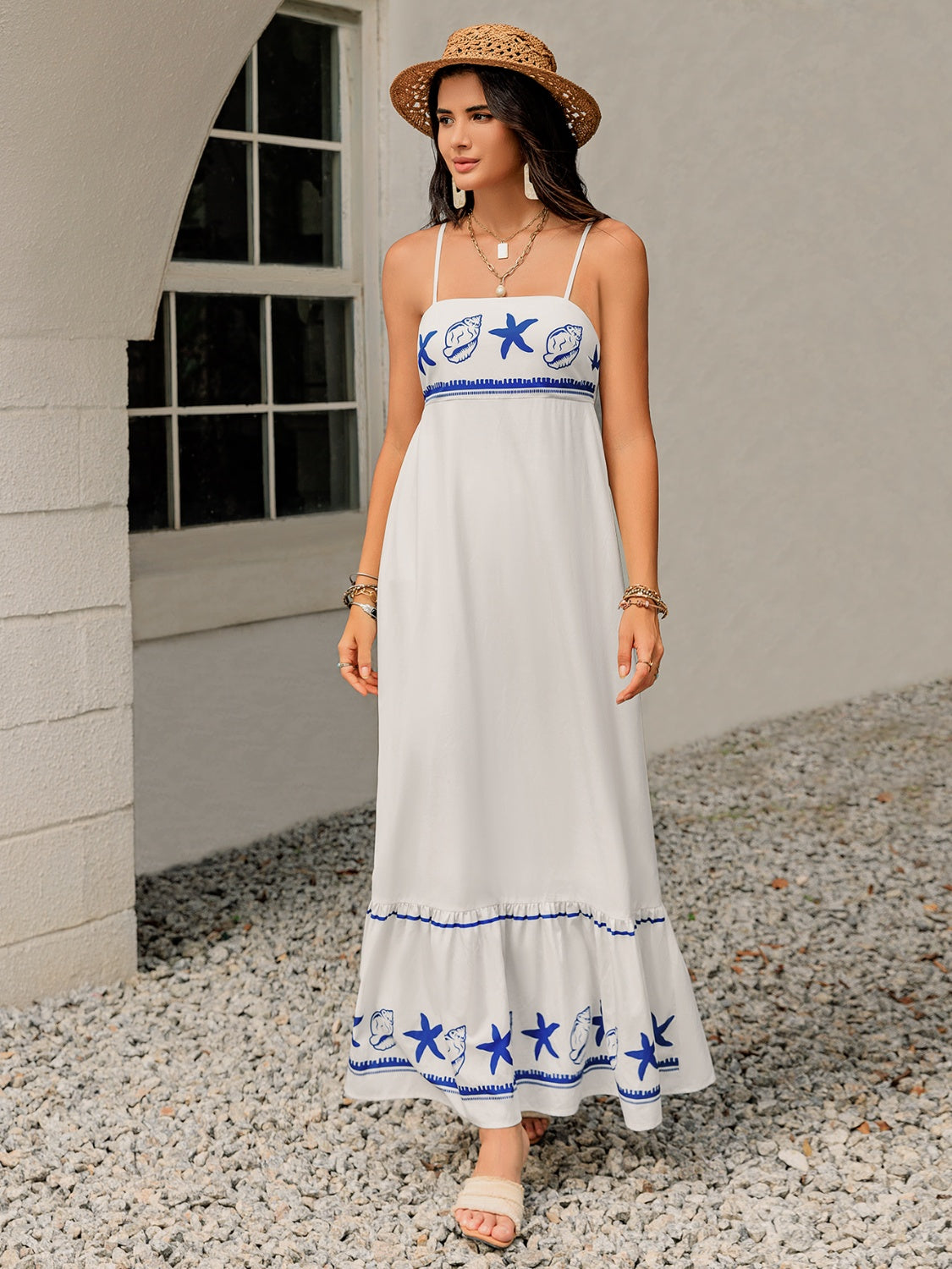 Printed Square Neck Maxi Cami Dress
