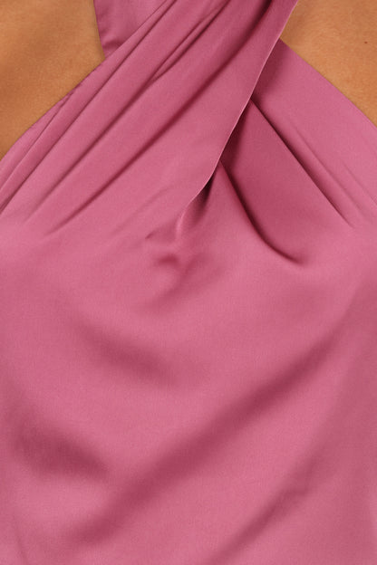 Mila Halterneck Maxi Dress - Dark Rose