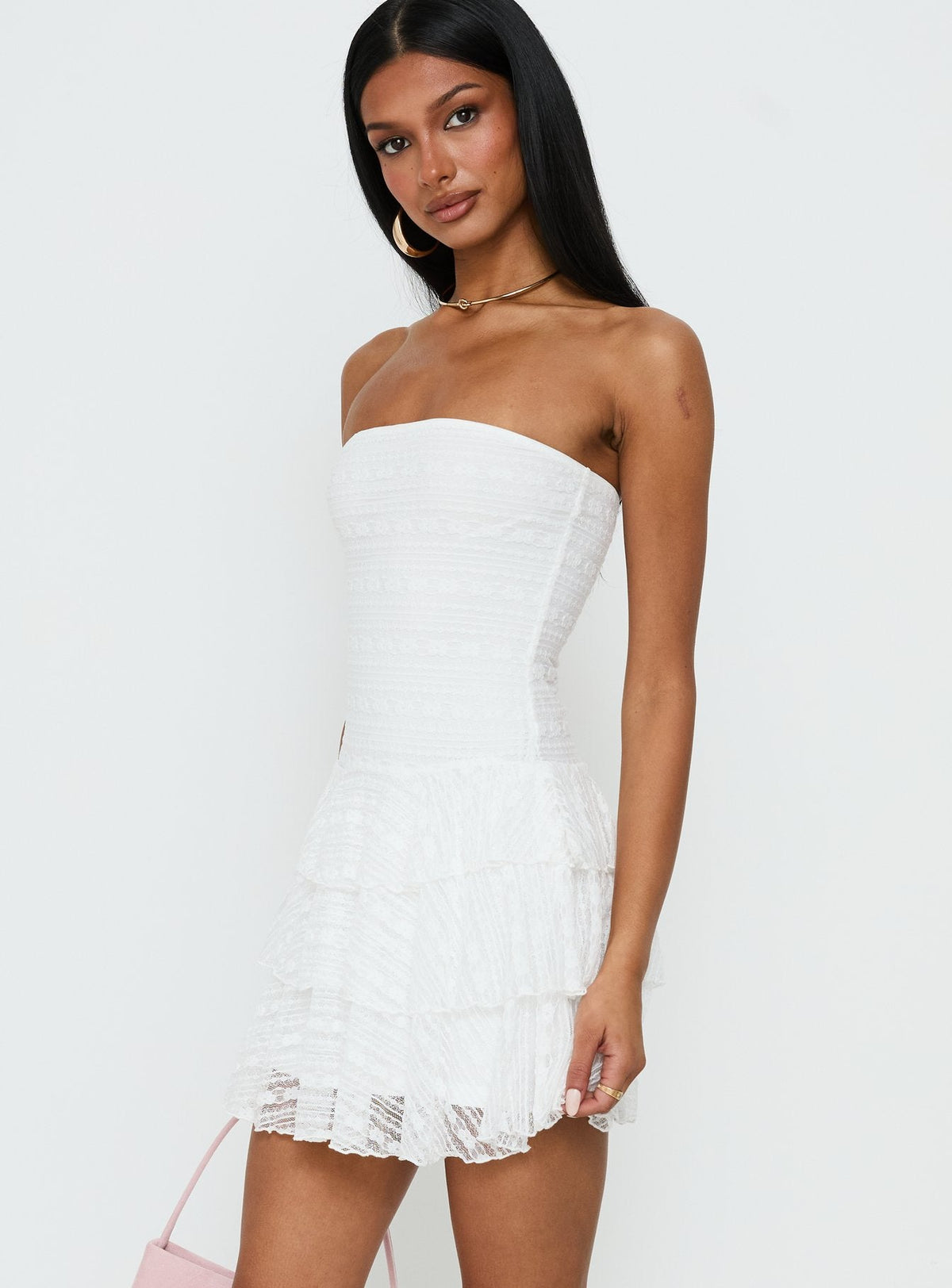 Emarie Strapless Mini Dress White