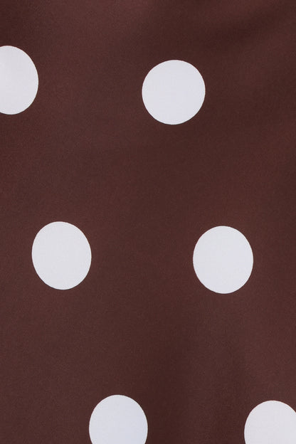 Remmie Strapless Maxi Dress - Brown Polka Dot