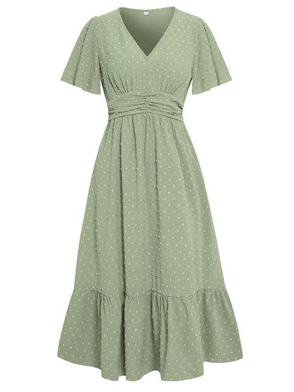 SWEETEST ONE POPPIES SHORT SLEEVE MAXI DRESS - SAGE