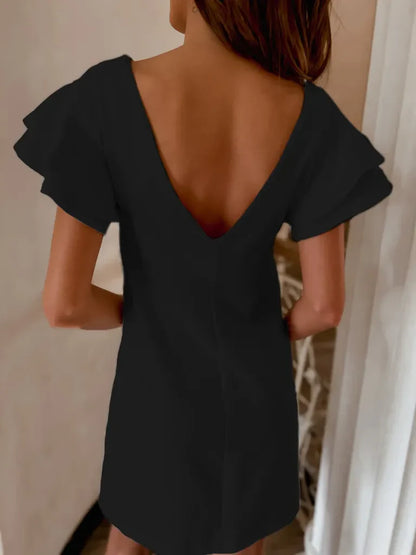 Ruffled Layered Short Sleeve Mini Dress