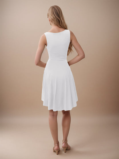 High-Low Round Neck Sleeveless Mini Dress