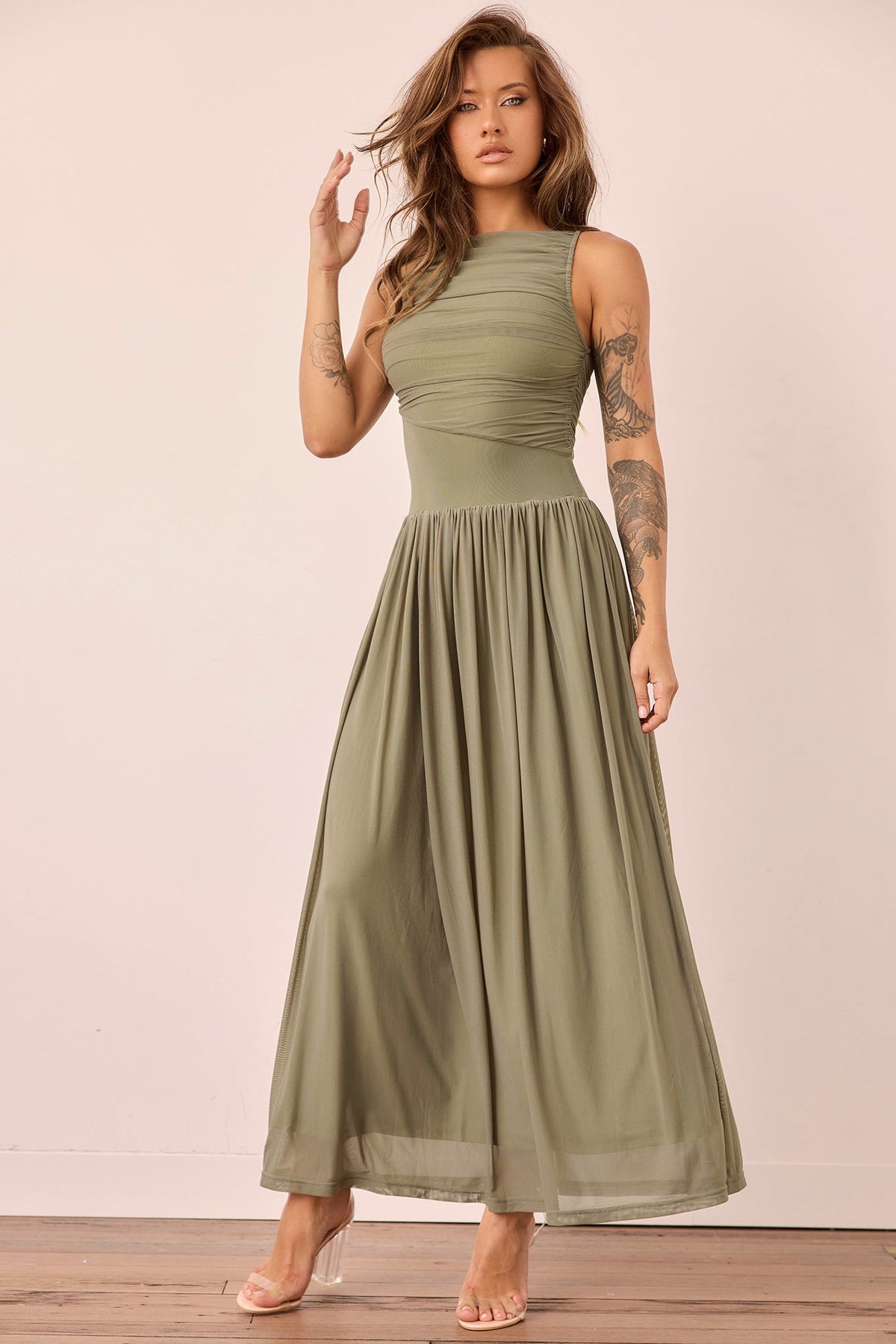 Painters Garden Maxi Dress - Olive