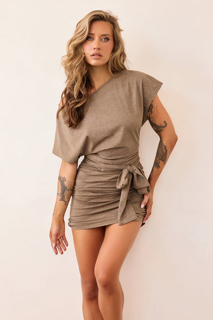 Solenne Jersey Mini Dress - Moss