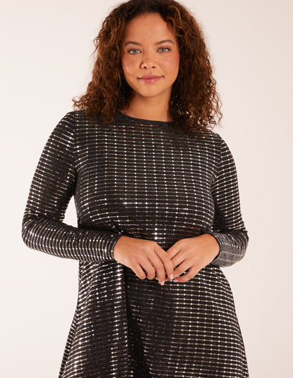 Long Sleeve Mirrored Swing Dress