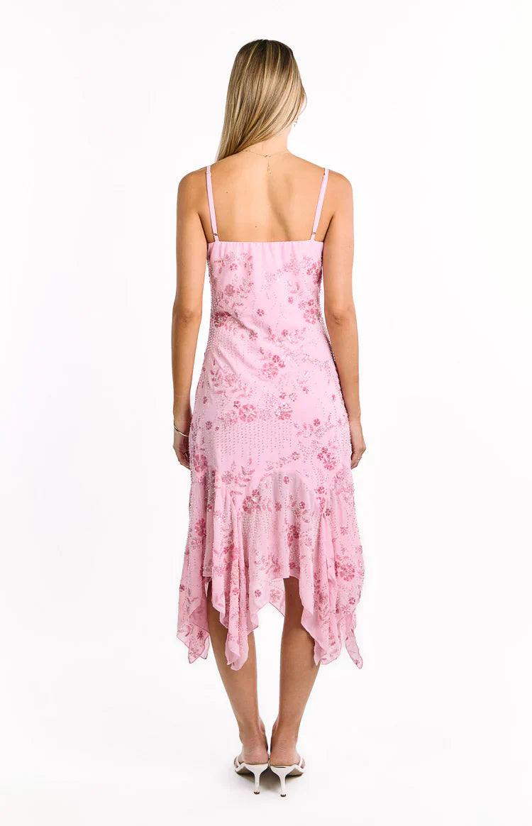 Another World Pink Sequin Midi Dress