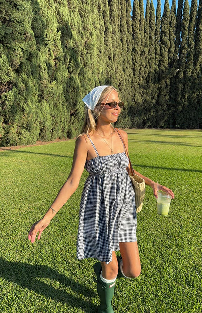 Avara Black Gingham Mini Dress