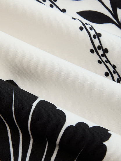 Leaf Print Cutout Asymmetrical Cami Maxi Dress