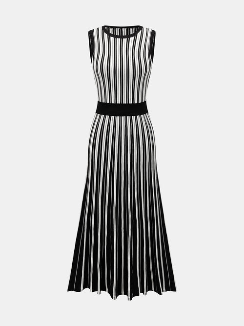 Striped Sleeveless Knit Midi Dress