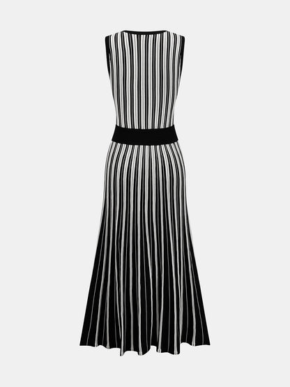 Striped Sleeveless Knit Midi Dress