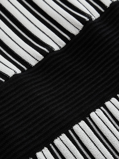 Striped Sleeveless Knit Midi Dress