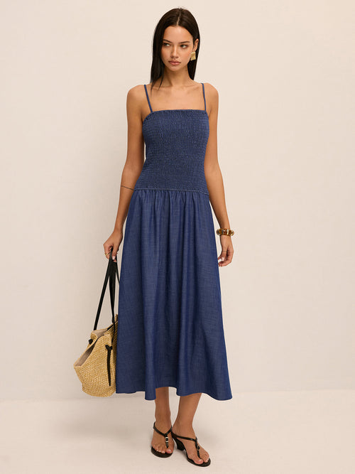 Smocked Bodice Cami Midi Dress