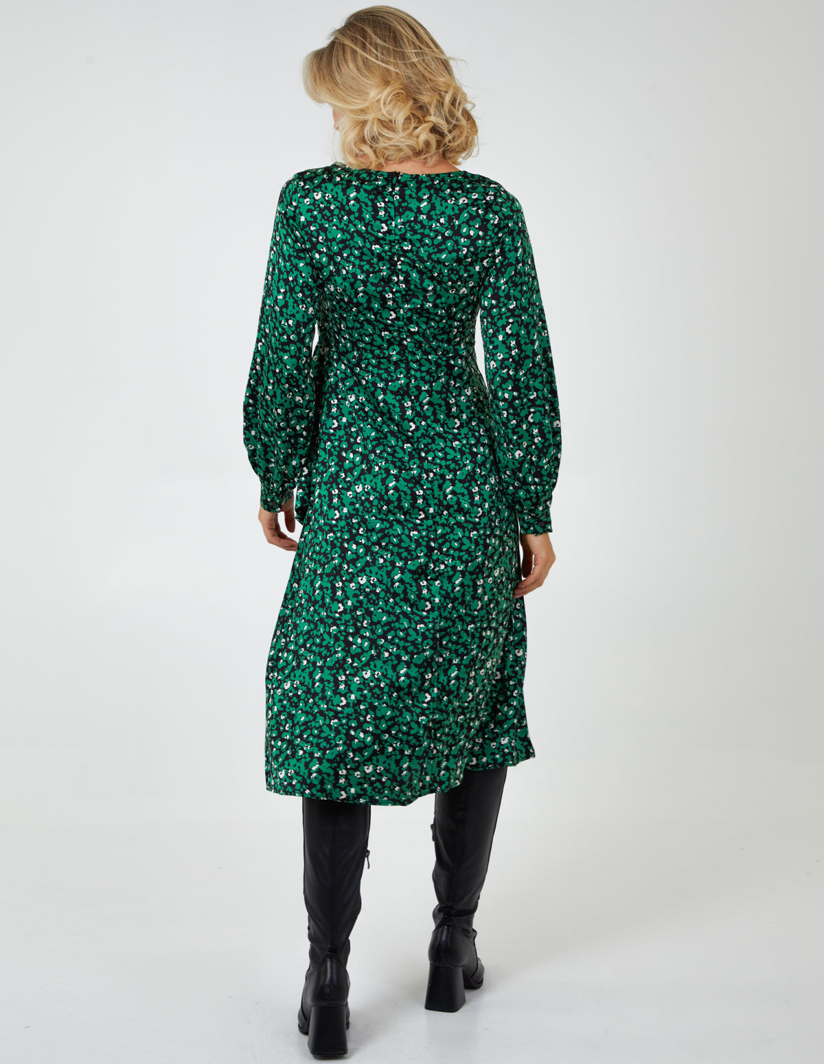 Leopard Print Wrap Midi Dress