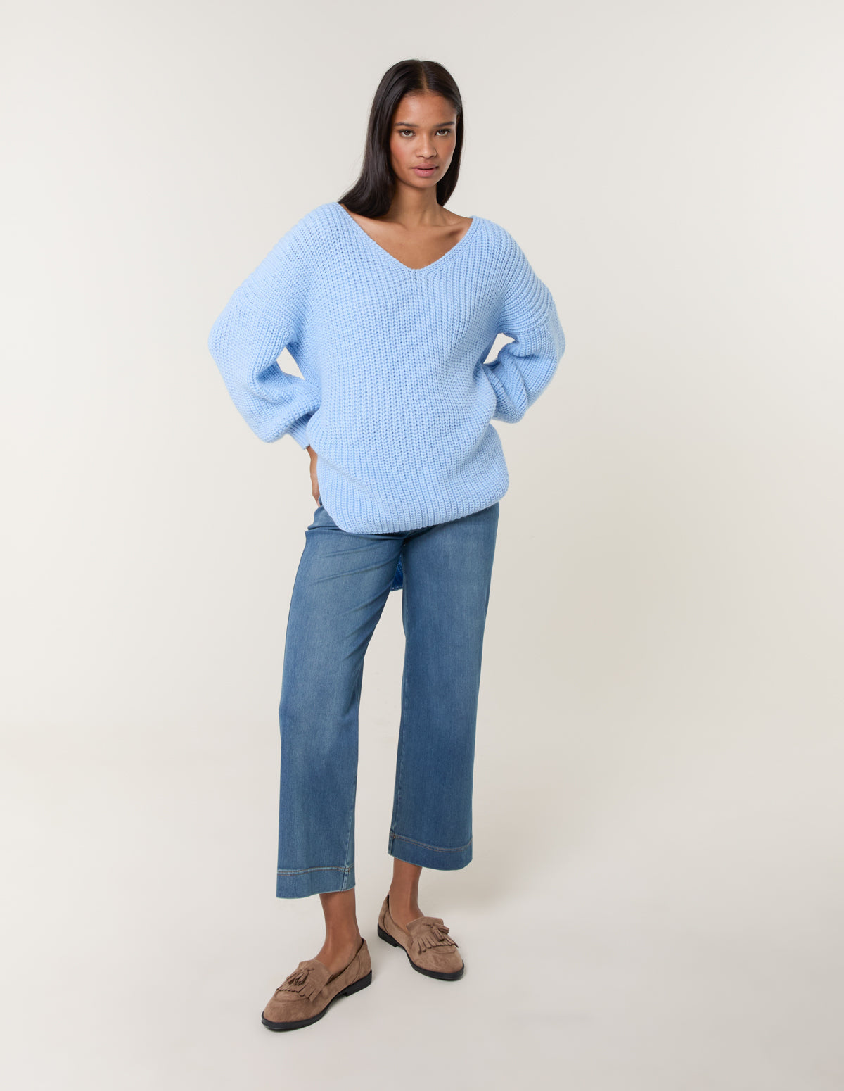 V Neck Chunky Jumper