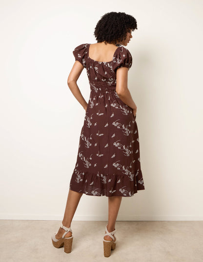 Embroidery Milkmaid Midi Dress