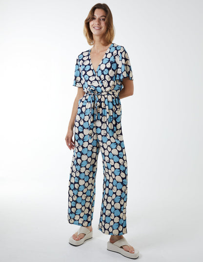 Abstract Honeycomb Cross Over Jumpsuit
