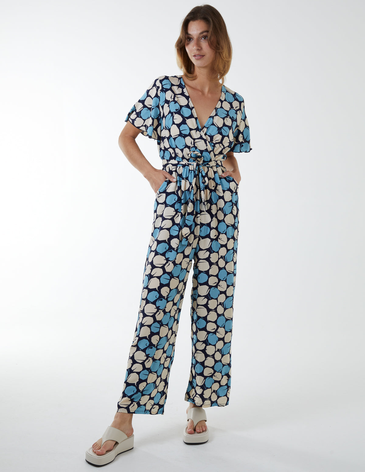 Abstract Honeycomb Cross Over Jumpsuit