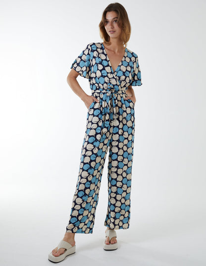 Abstract Honeycomb Cross Over Jumpsuit