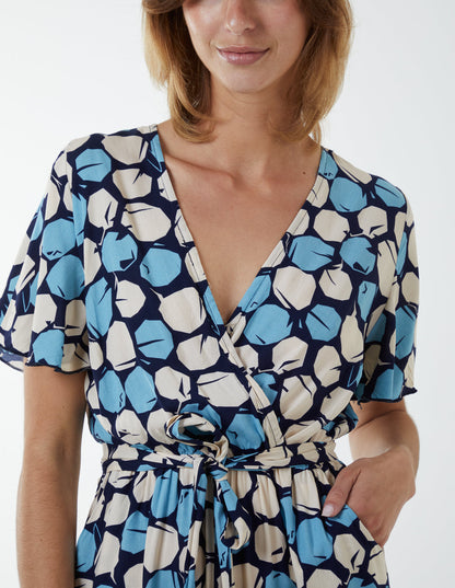 Abstract Honeycomb Cross Over Jumpsuit