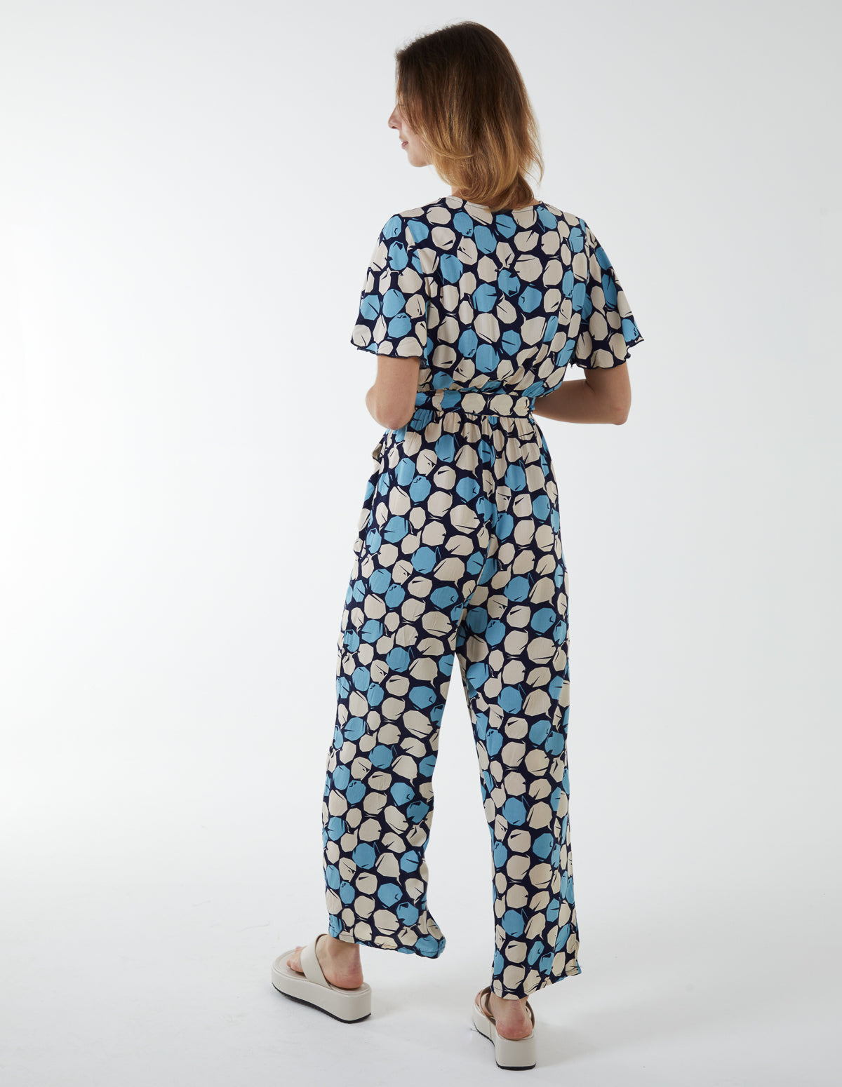 Abstract Honeycomb Cross Over Jumpsuit