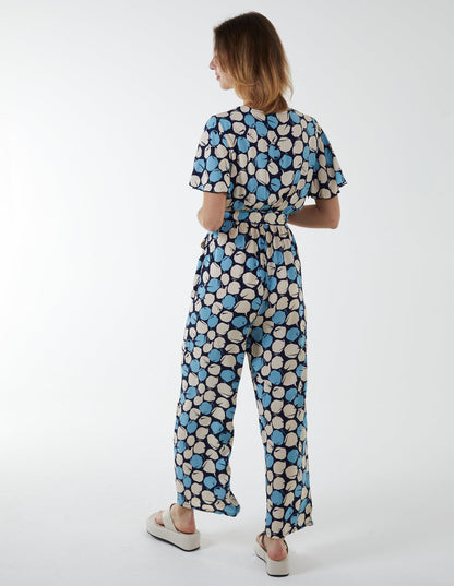 Abstract Honeycomb Cross Over Jumpsuit