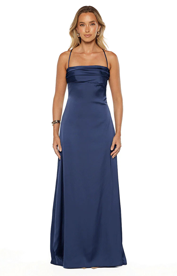 Blaise Navy Satin Prom Dress