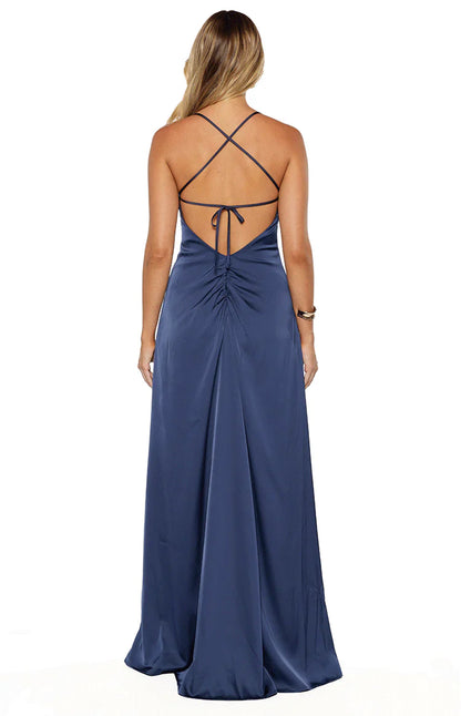 Blaise Navy Satin Prom Dress