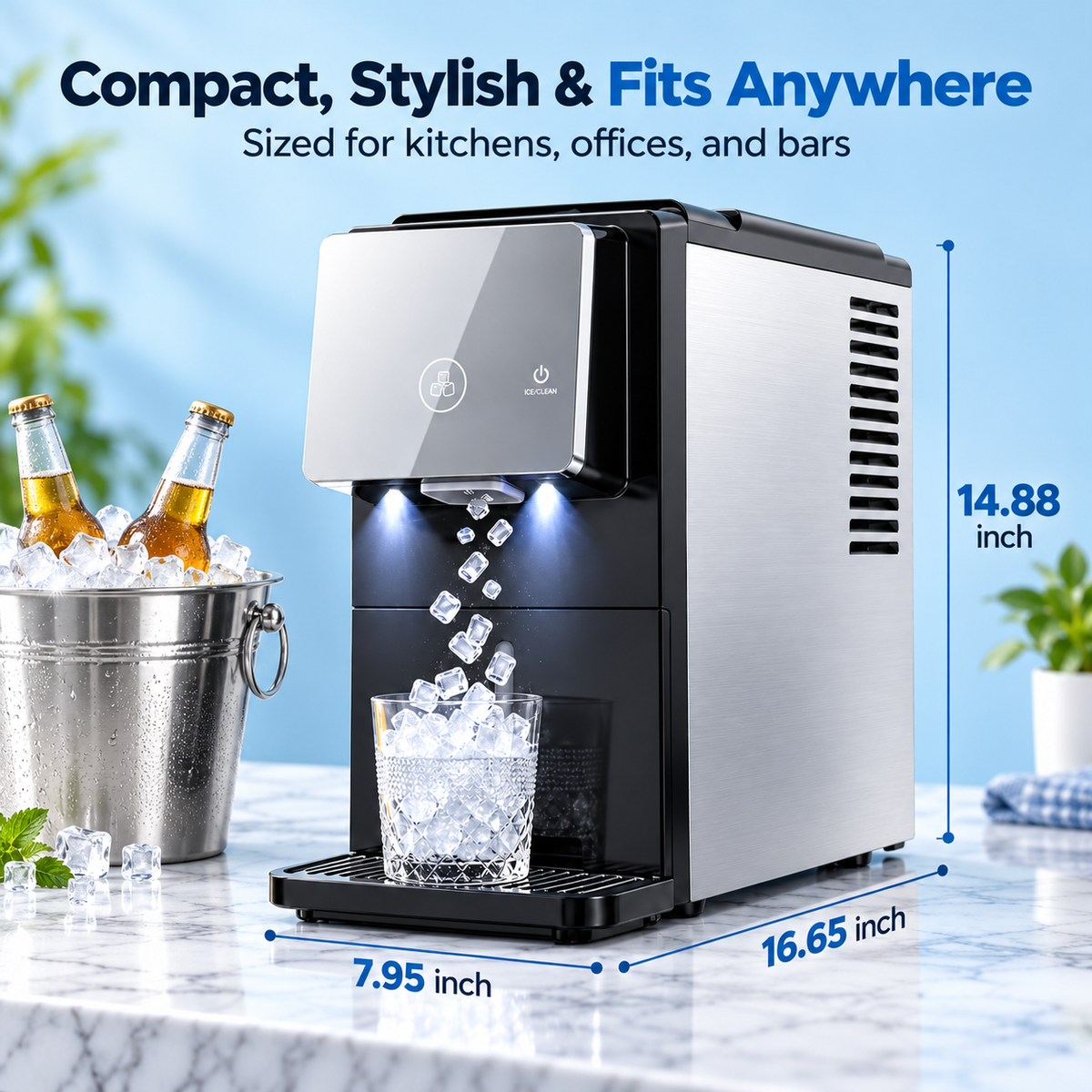 🎉 Anniversary Sale – Countertop Nugget Ice Maker, Soft Chewable Ice Machine for Home, Kitchen & Parties