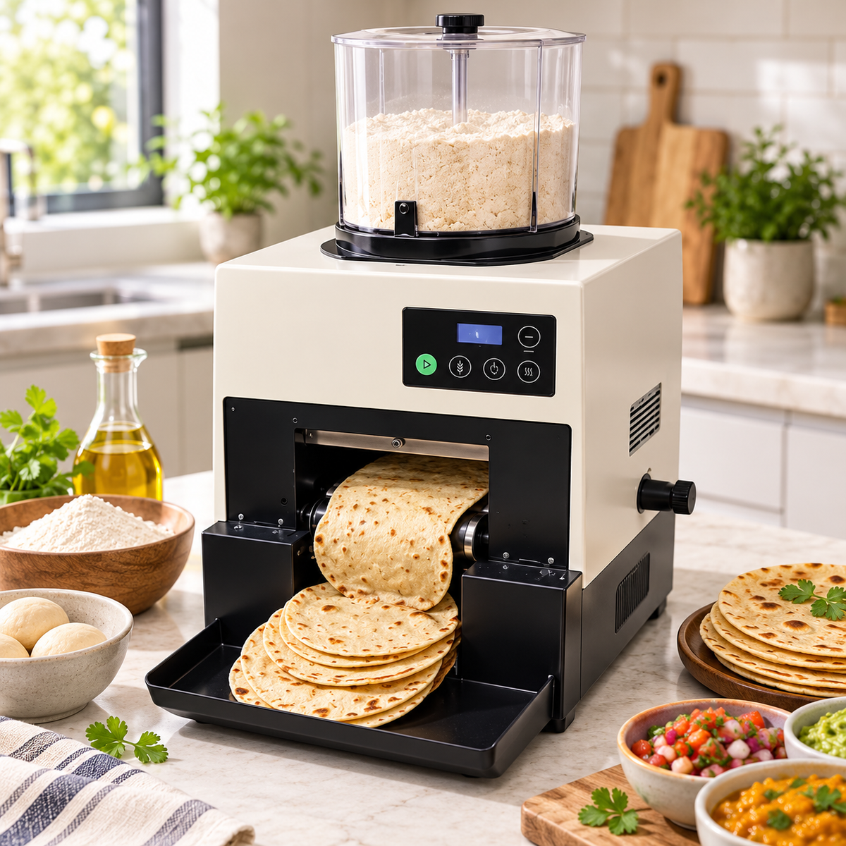 🔥 Anniversary Sale – Automatic Flatbread Maker, Fresh Homemade Tortillas, Roti & Wraps Made Easy