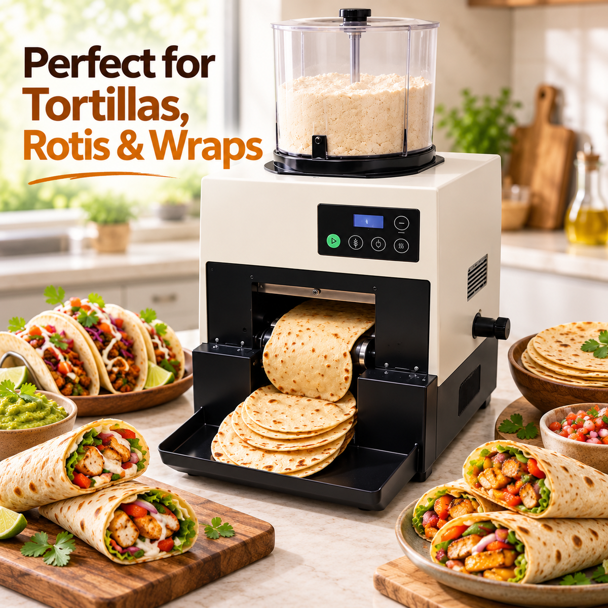 🔥 Anniversary Sale – Automatic Flatbread Maker, Fresh Homemade Tortillas, Roti & Wraps Made Easy