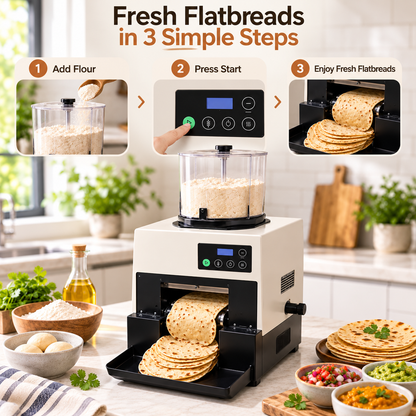 🔥 Anniversary Sale – Automatic Flatbread Maker, Fresh Homemade Tortillas, Roti & Wraps Made Easy