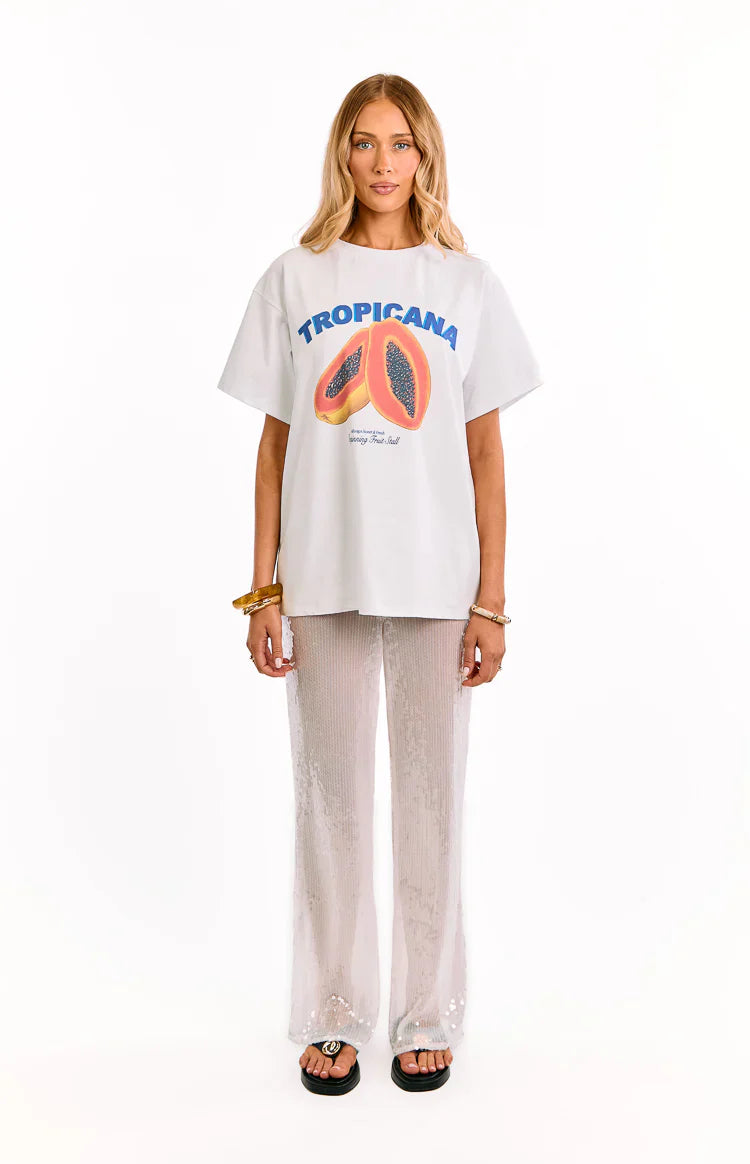 Cordelia White Sequin Wide Leg Pants