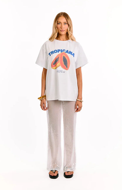 Cordelia White Sequin Wide Leg Pants