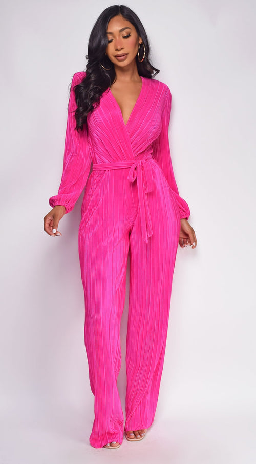 Juna Surplice Jumpsuit - Pink