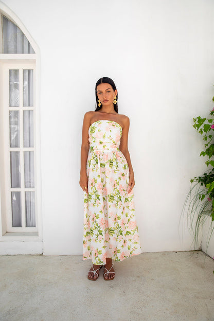 FORTUNATE ONE Bellissima Strapless Maxi Dress Pink