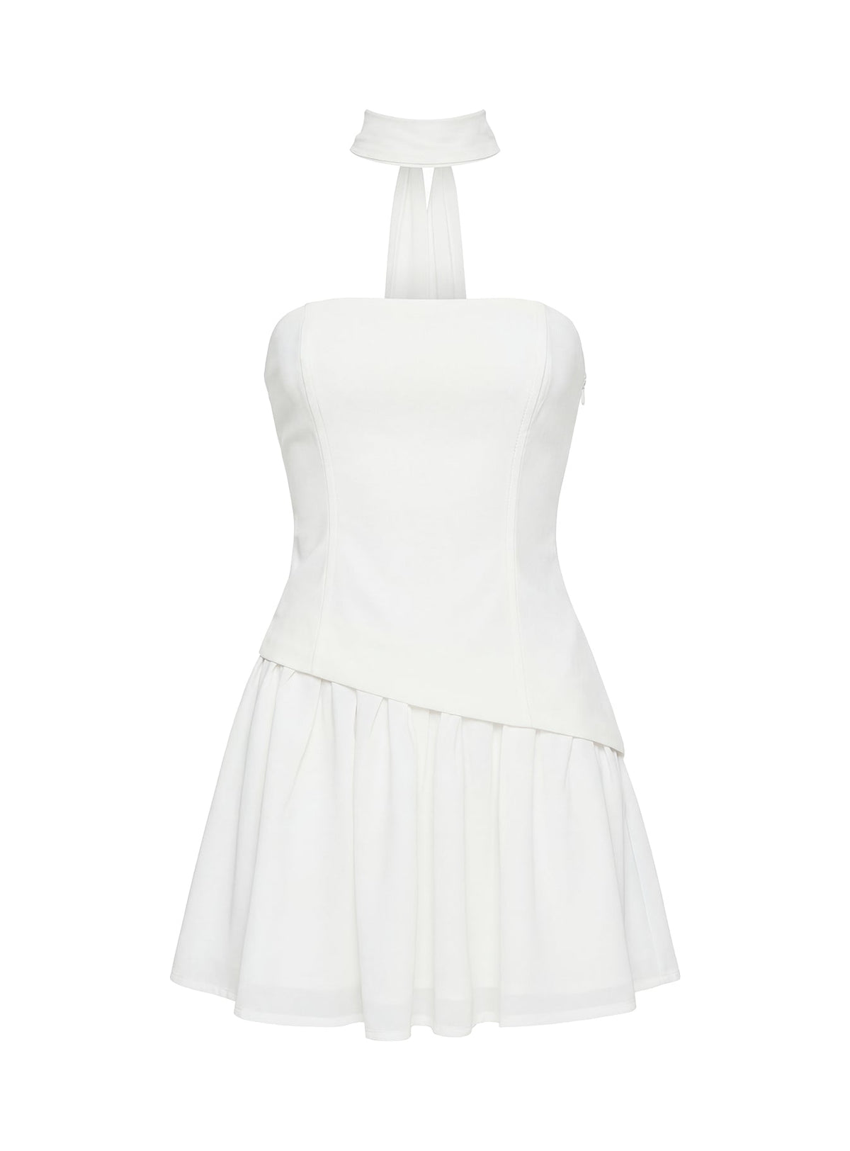 Odela Strapless Drop Waist Mini Dress White