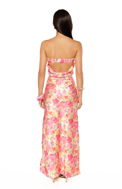 Genevieve Yellow Floral Pop Print Maxi Skirt