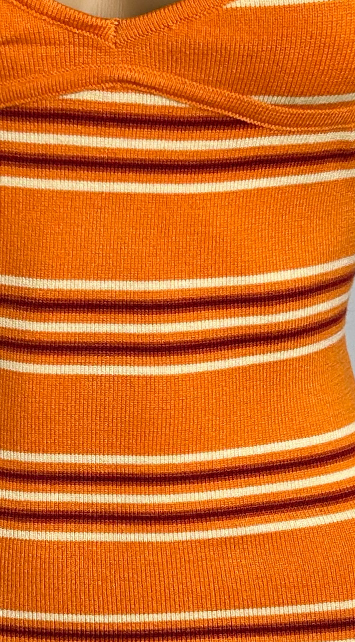 Meliora Stripe Halter Knit Mini Dress - Orange
