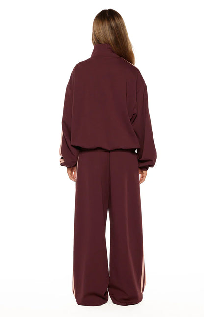 Kosie Burgundy and Pink Stripe Track Jacket