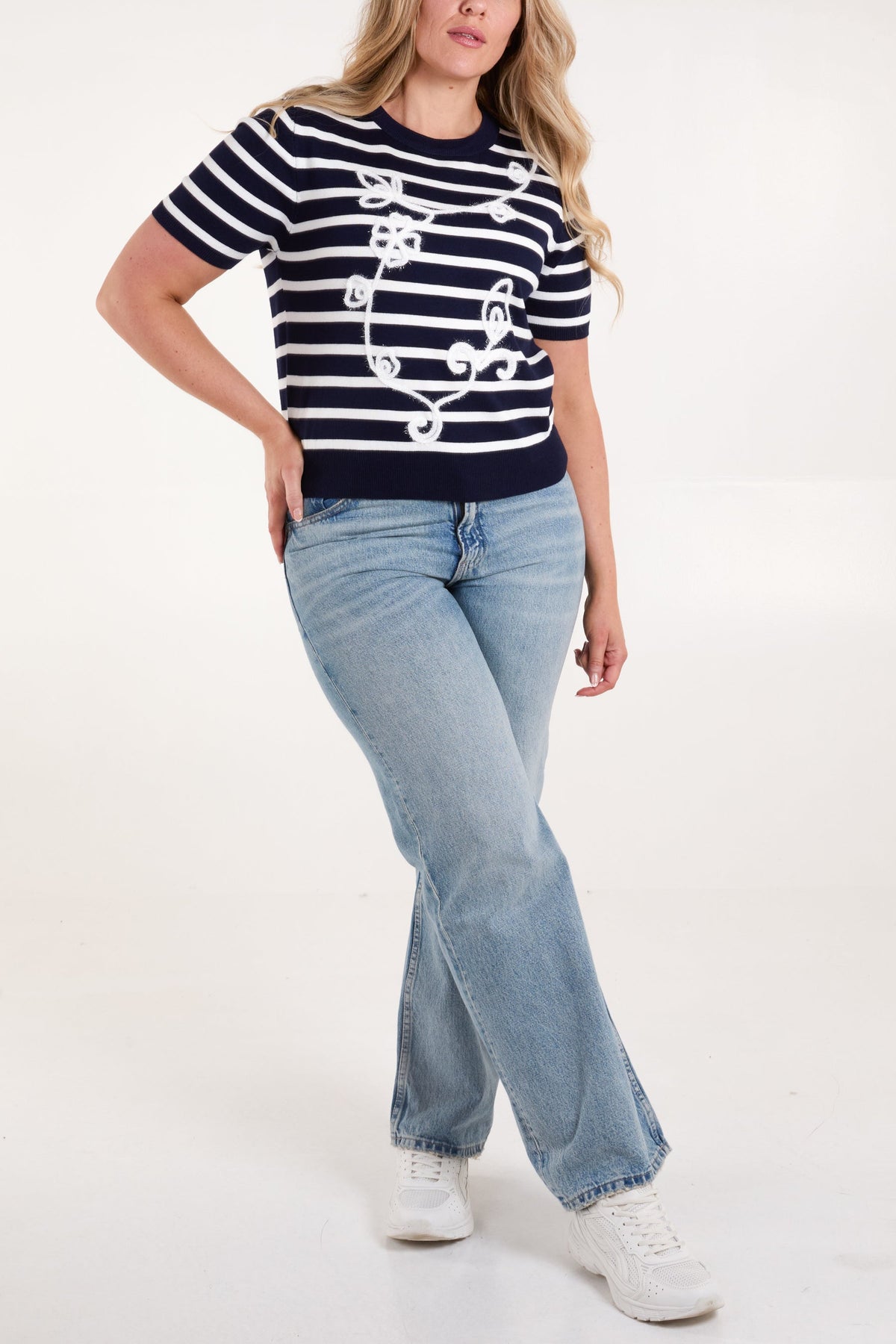 Embroidered Stripe Top