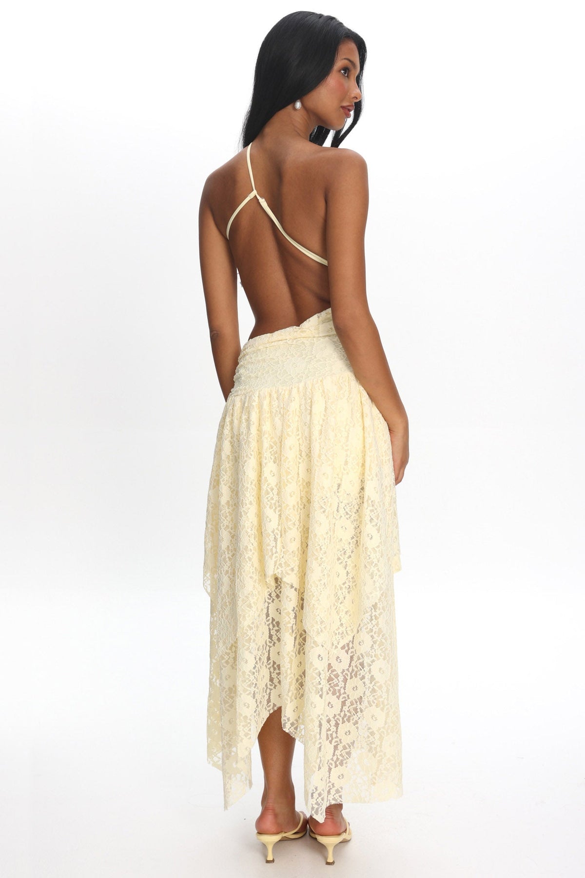 Call Back Cut-Out Waist Midi Dress Lace Butter