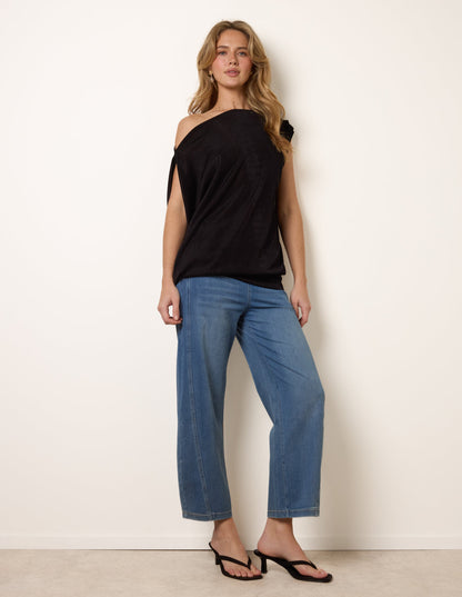 Deep Band Slinky Oversize Tunic Top