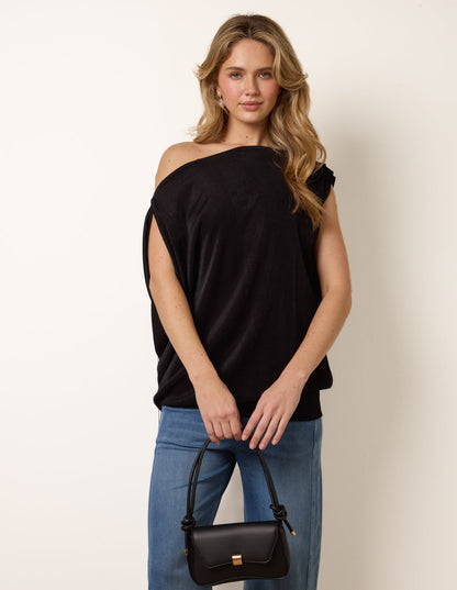 Deep Band Slinky Oversize Tunic Top