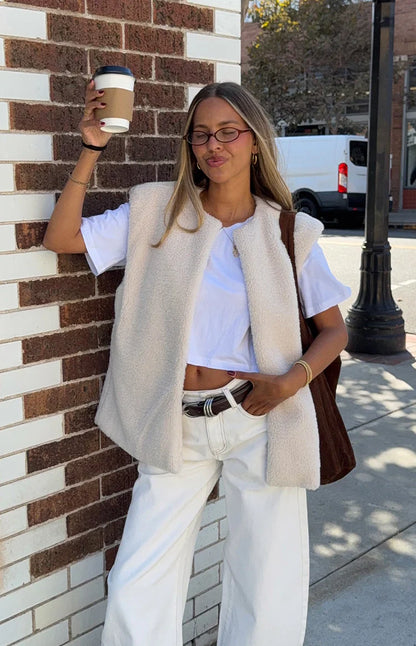Summi Cream Teddy Fleece Vest